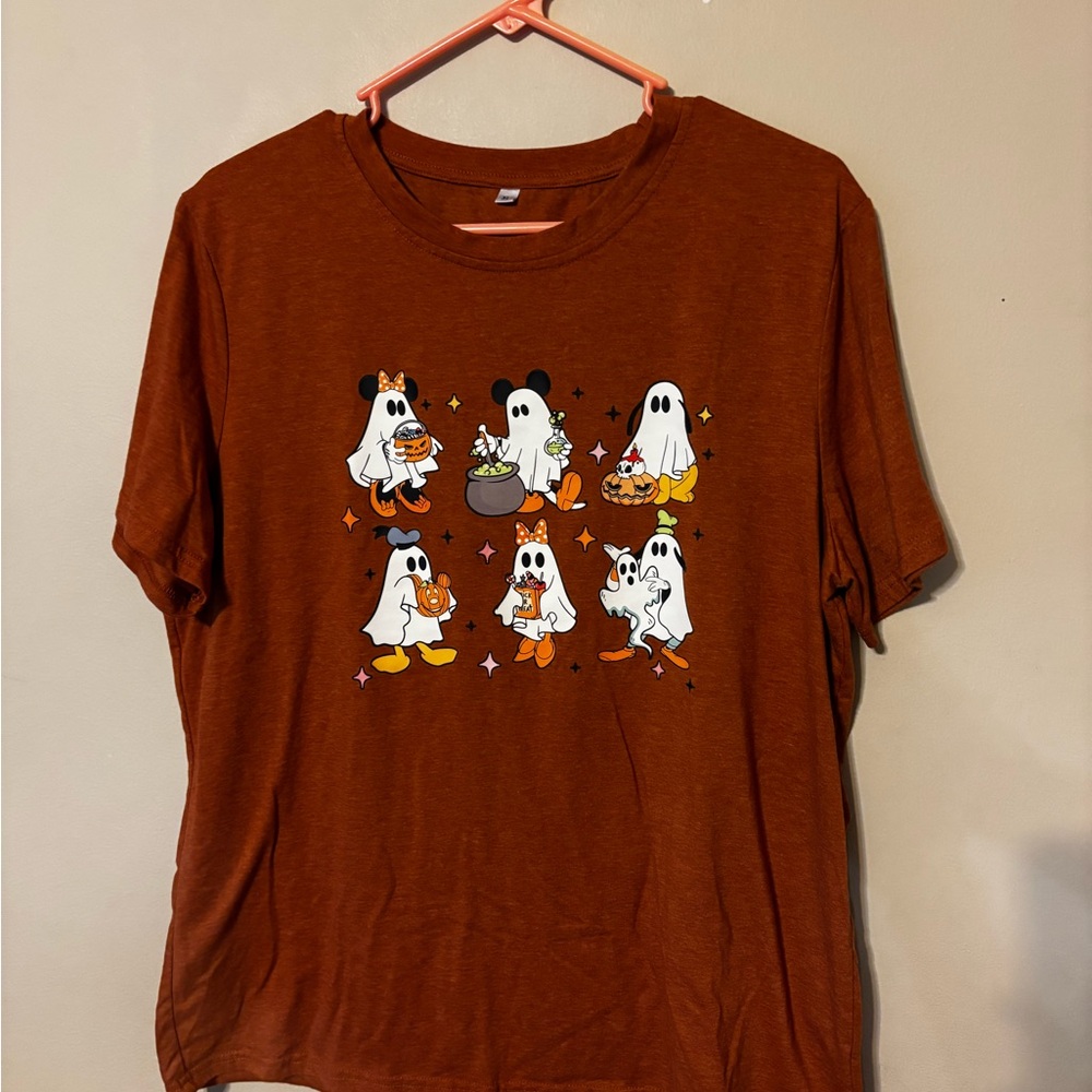 Disney Brown Short Sleeve Tee with Halloween Characters